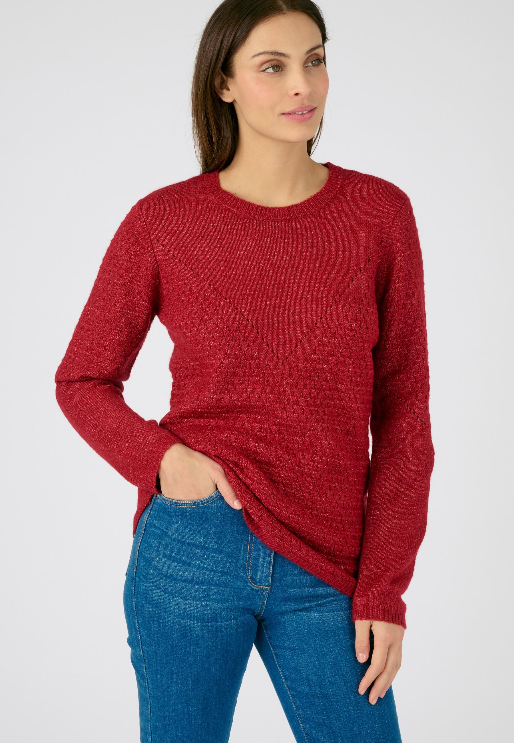Image of Pullover Im Ajourstrick Und Originellem Muster Thermolactyl Damen Rosa 54/56