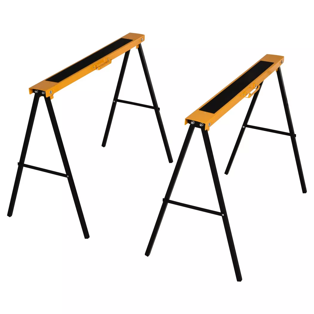 HOMCOM Banco de Trabajo, Caballete, Soporte Plegable, Antideslizante, Acero, Naranja y Negro, 99.5x50x78 cm, Capacidad de Carga 125 kg