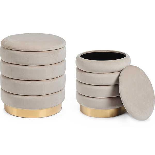 mutoni Pouf contenitore Darina Beige 36x38 (set di 2)  