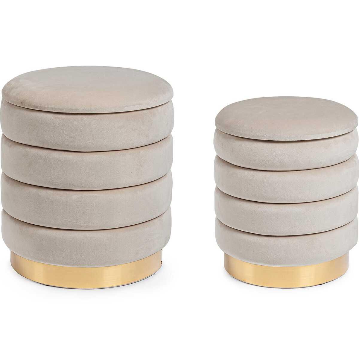 mutoni Pouf con contenitore Darina Beige 36x38 (set di 2)  