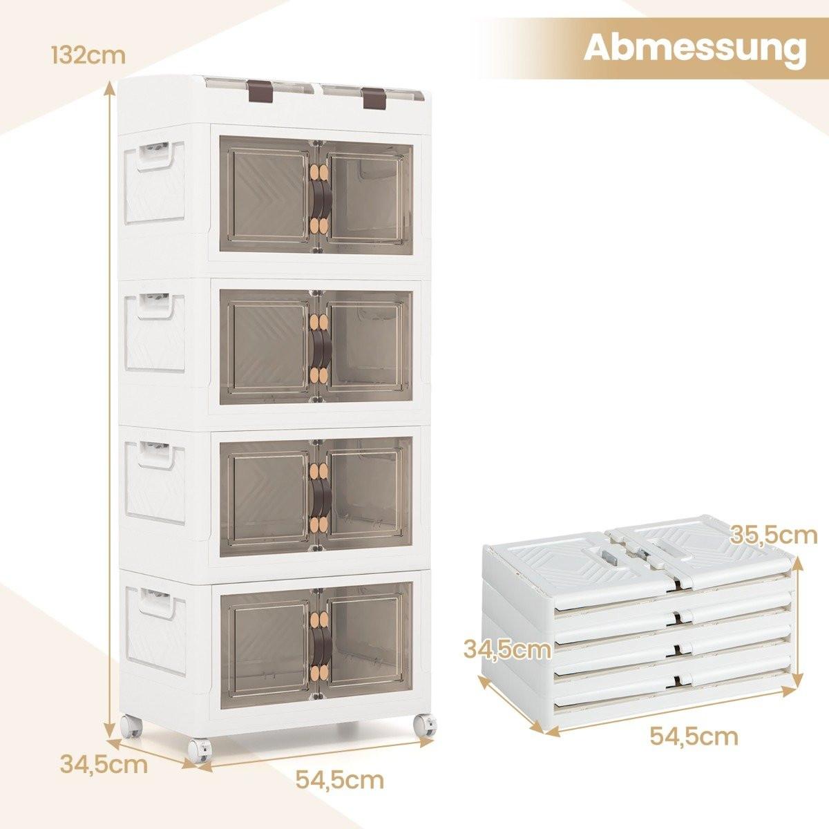 Northix Pack de 4 boîtes empilables avec couvercles, roulettes et portes, boîte de rangement pliable, boîte en plastique 210L  