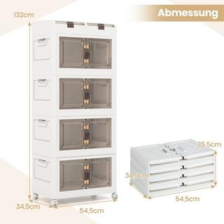 Northix Pack de 4 boîtes empilables avec couvercles, roulettes et portes, boîte de rangement pliable, boîte en plastique 210L  