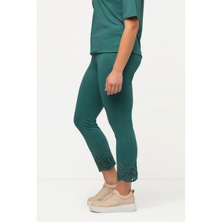 Ulla Popken  Leggings di jersey in cotone biologico con pizzo ricamato 