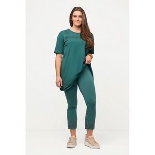 Ulla Popken  Legging en jersey, coton bio, dentelle brodée 