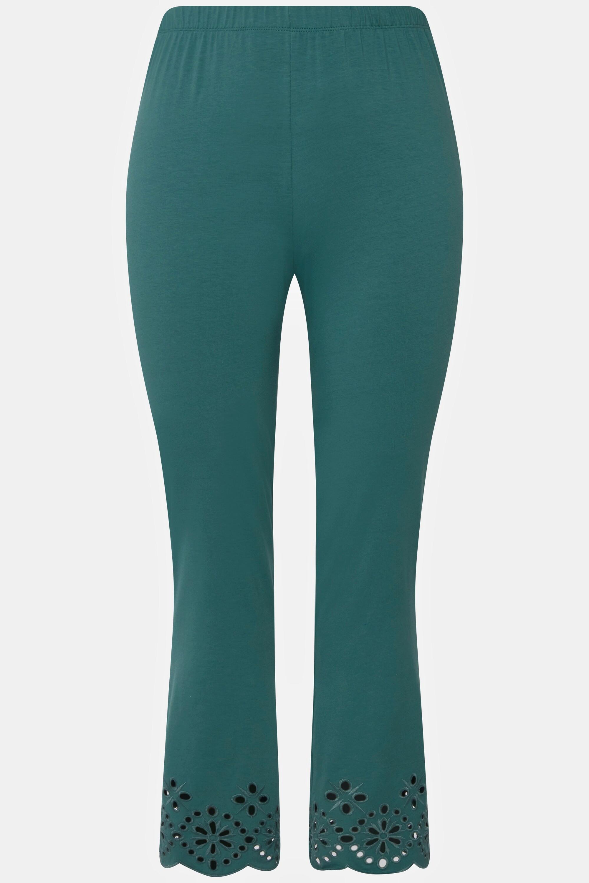 Ulla Popken  Leggings di jersey in cotone biologico con pizzo ricamato 