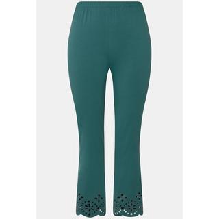 Ulla Popken  Leggings di jersey in cotone biologico con pizzo ricamato 