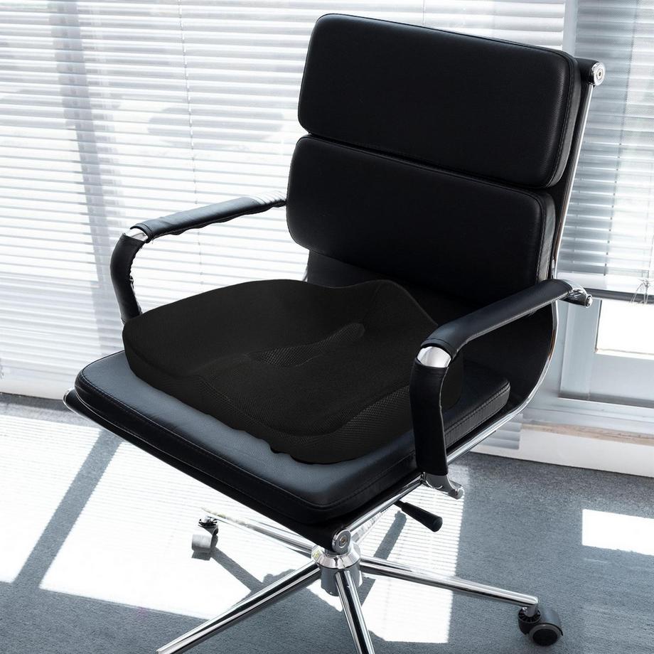 Northio  Coussin de siège orthopédique, coussin de siège ergonomique pour chaise de bureau, voiture, etc., coussin de coccyx en mousse à mémoire de forme pour coccyx, sciatique, hémorroïdes, soulagement des maux de dos, noir 