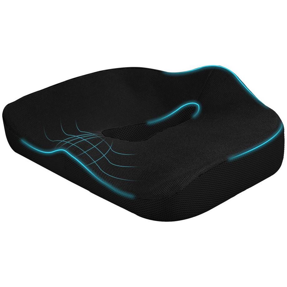 Northio  Coussin de siège orthopédique, coussin de siège ergonomique pour chaise de bureau, voiture, etc., coussin de coccyx en mousse à mémoire de forme pour coccyx, sciatique, hémorroïdes, soulagement des maux de dos, noir 