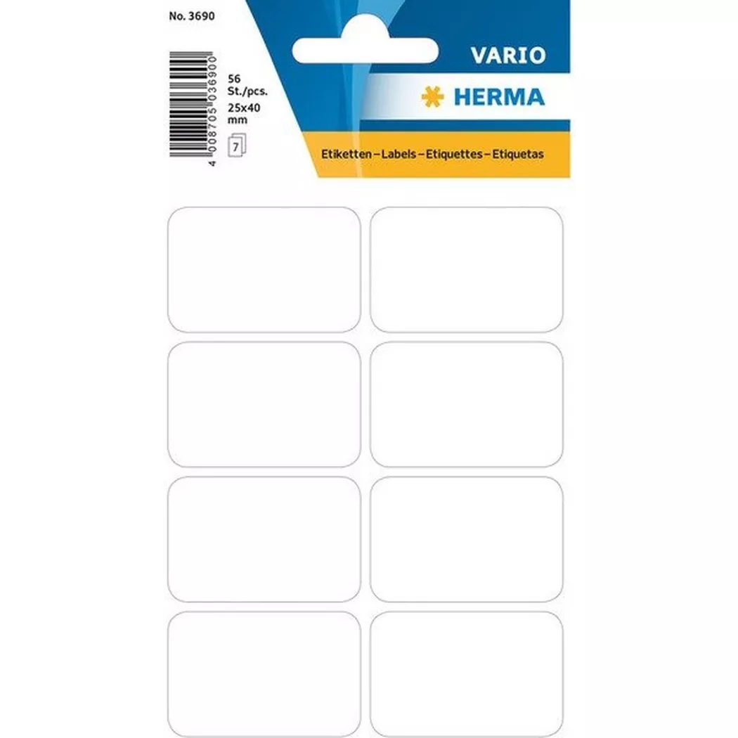 HERMA – Etiketten 25×40mm 3690 weiss 56 Stück, One Size