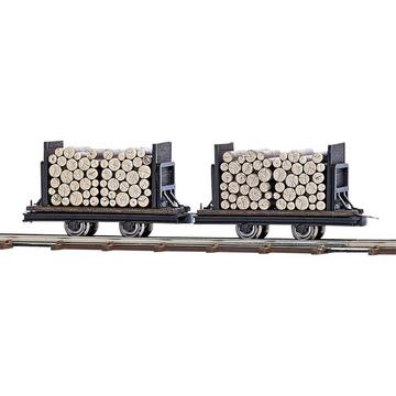 Deux wagons H0f avec rondins de bois