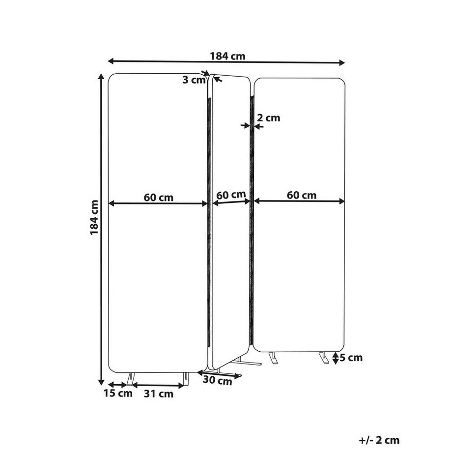 Beliani Akustik Raumteiler 3-teilig aus Stoff STANDI  