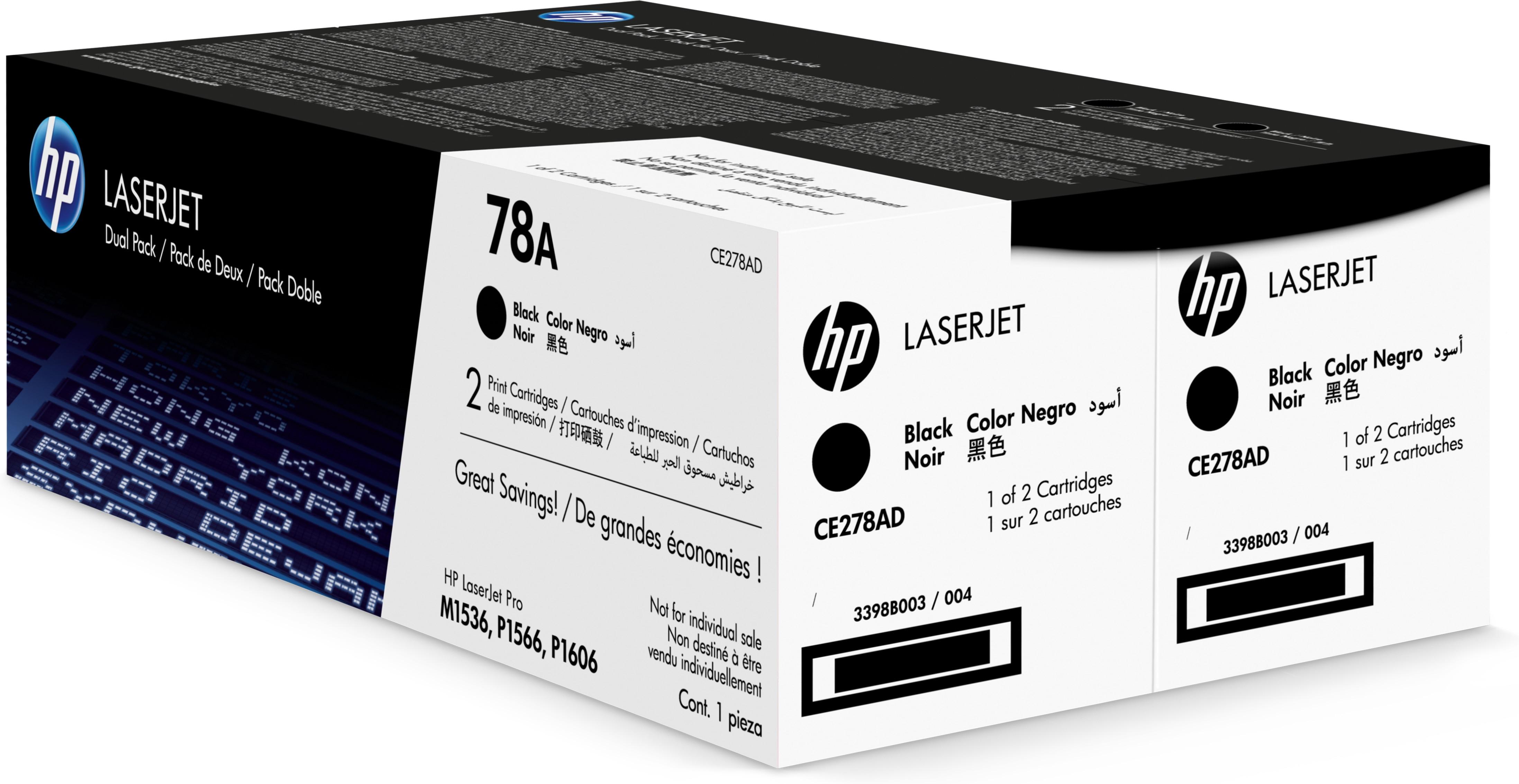 Hewlett-Packard  HP Toner-Modul 78A schwarz CE278AD LaserJet Pro P1566 2 Stück 