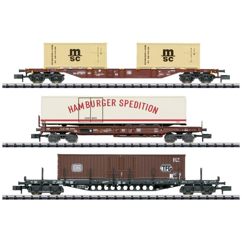 Image of N 3er-Set Containerwagen der DB Multicolor