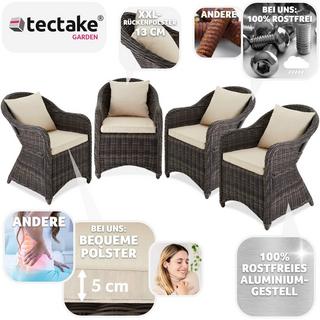 Tectake 4 Rattansessel mit Aluminiumgestell inkl. Sitzkissen und Rückenkissen  