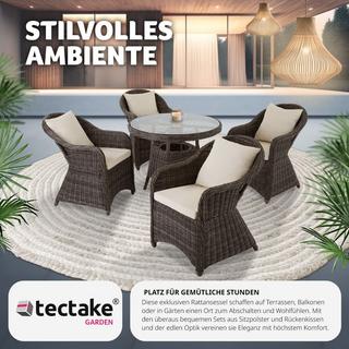 Tectake 4 Poltrona deluxe in rattan e alluminio - sedia + cuscini su seduta e schienale  