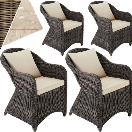 Tectake Lot de 4 fauteuils de jardin luxe  