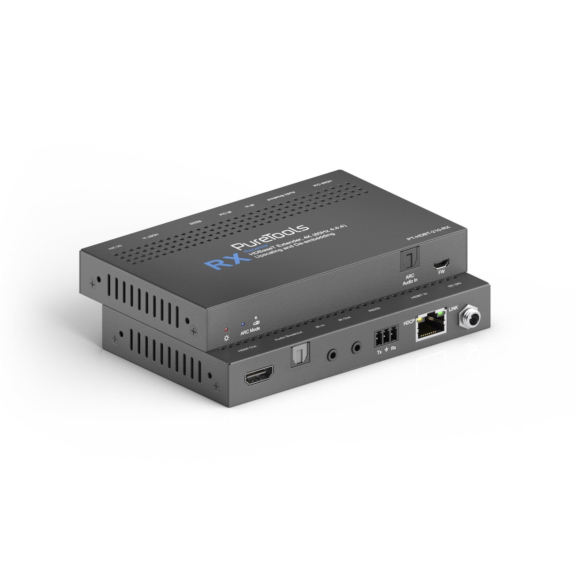 PureTools  PureTools PT-HDBT-210 extension audio/video Émetteur et récepteur AV Noir 