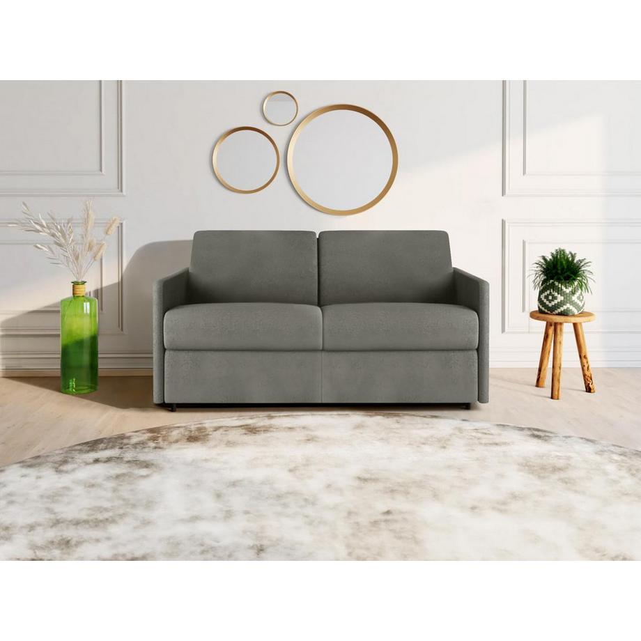 Vente-unique Canapé 2 places conible express en tissu CALIFE clair Couchage Matelas  