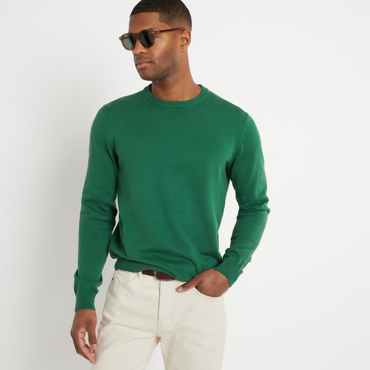 Image of Feinstrickpullover Mit Rundem Ausschnitt Unisex Grün 3XL