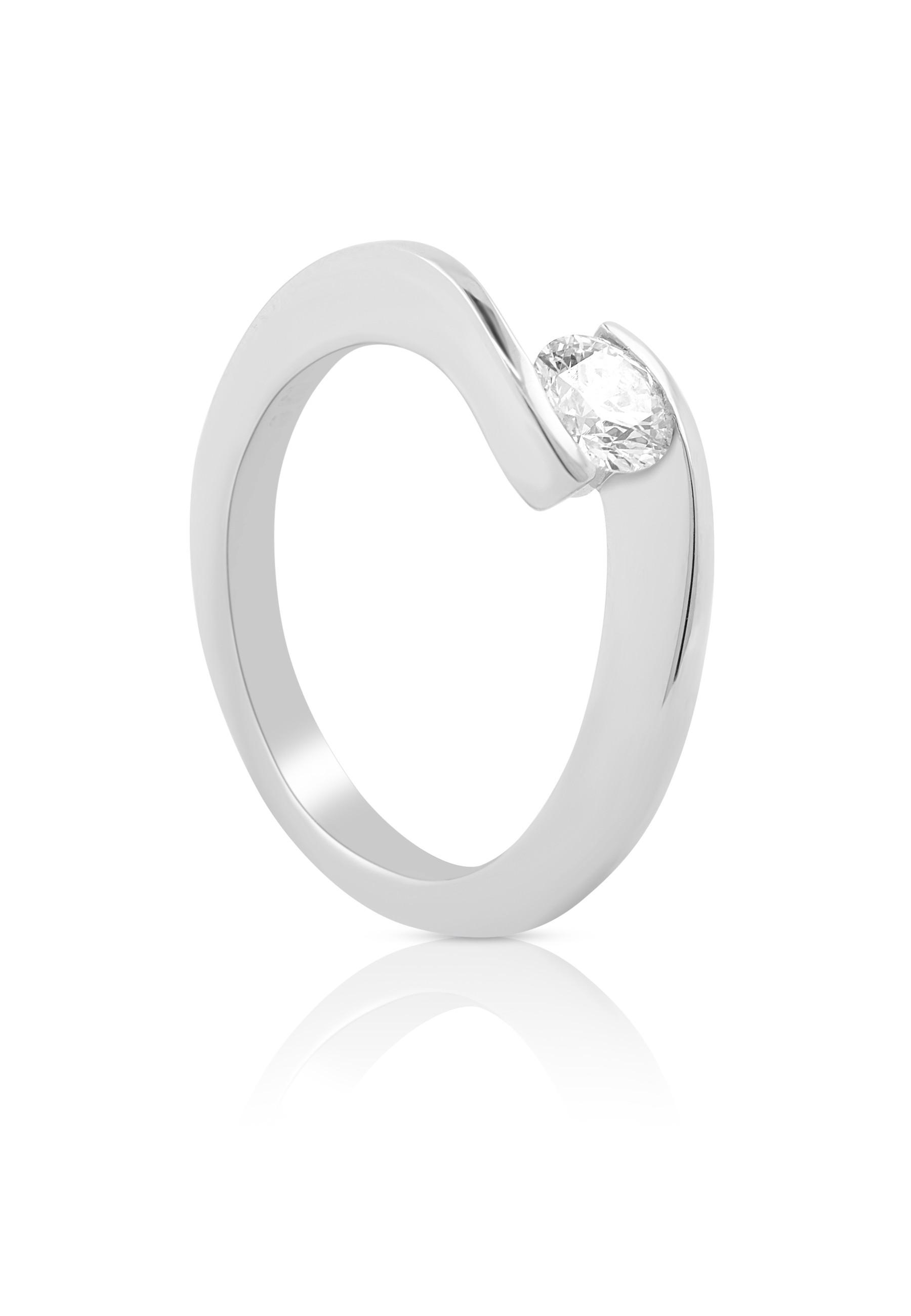 Image of Solitaire Ring Diamant 0.50ct. Weissgold 750 Damen Silber 52