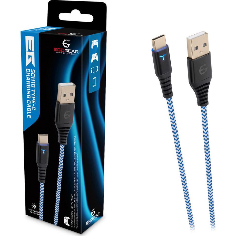Egogear  EGOGEAR Kabel SCH10 Weiß/Blau Typ-C 3 m geflochten für PS5 