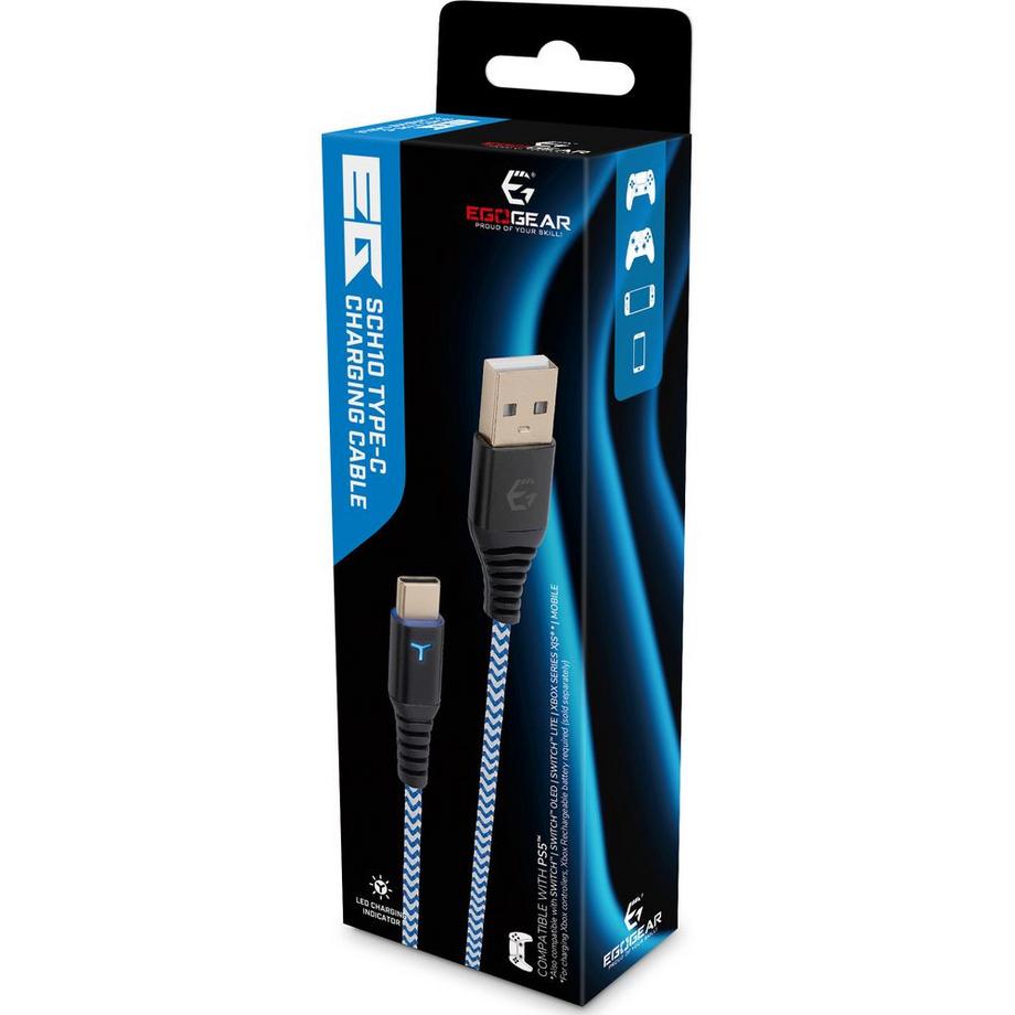 Egogear  EGOGEAR Kabel SCH10 Weiß/Blau Typ-C 3 m geflochten für PS5 