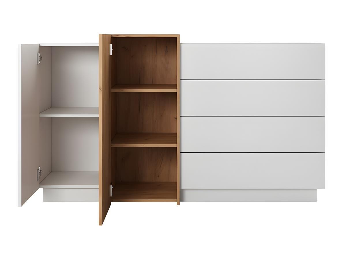 Vente-unique Credenza 4 cassetti e 2 ante Bianco e Rovere FRANCOLI  