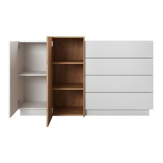 Vente-unique Credenza 4 cassetti e 2 ante Bianco e Rovere FRANCOLI  