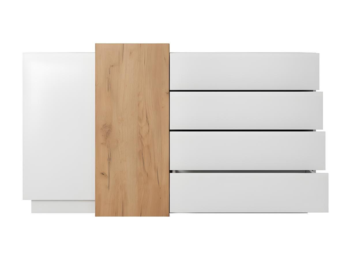 Vente-unique Credenza 4 cassetti e 2 ante Bianco e Rovere FRANCOLI  