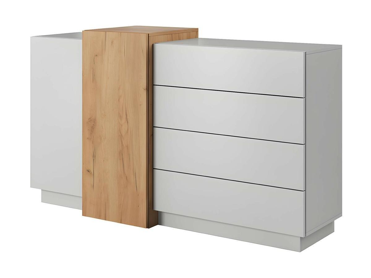 Vente-unique Credenza 4 cassetti e 2 ante Bianco e Rovere FRANCOLI  