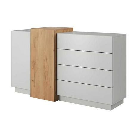 Vente-unique Credenza 4 cassetti e 2 ante Bianco e Rovere FRANCOLI  