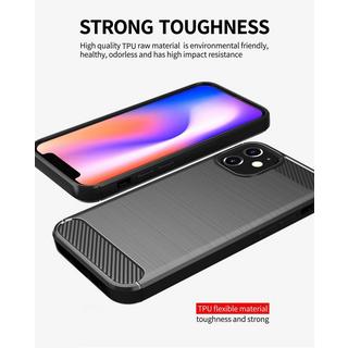 Cadorabo  Hülle für Apple iPhone 12 MINI TPU Silikon Edelstahl-Karbonfaser Optik 