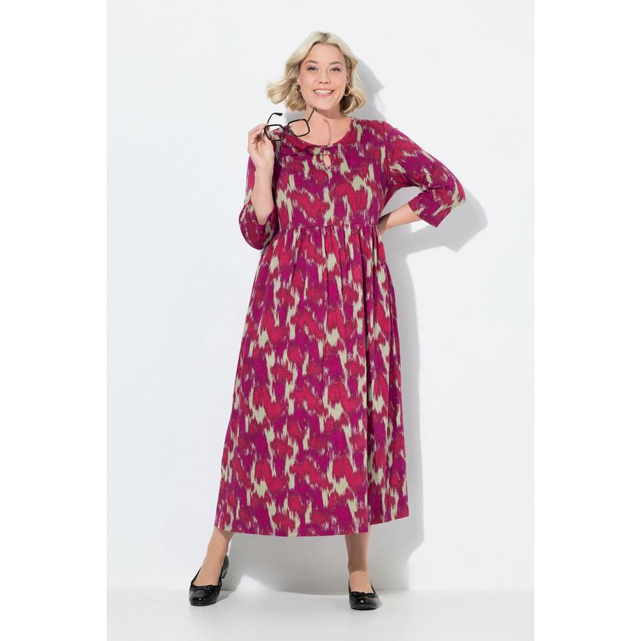 Ulla Popken Abito Lungo Jersey Linea ad A Girocollo Maniche 3/4  