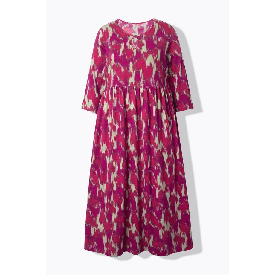 Ulla Popken Abito Lungo Jersey Linea ad A Girocollo Maniche 3/4  