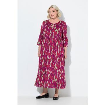 Maxi abito in jersey dal taglio svasato con scollo a girocollo e maniche a 3/4