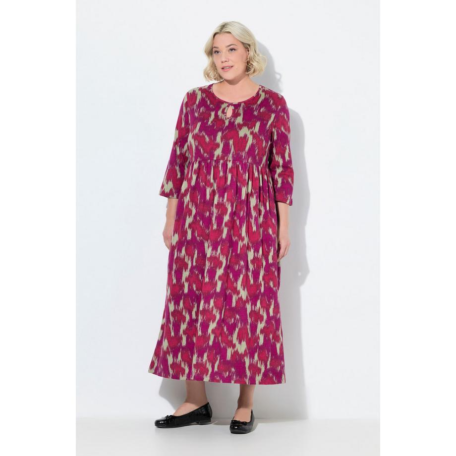 Ulla Popken Abito Lungo Jersey Linea ad A Girocollo Maniche 3/4  