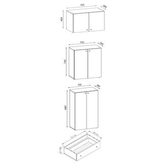 VCM XXXL Büroschrank mit 5 Fächern mit Aufsatz und Schublade | moderner Aktenschrank mit Drehtüren | Maße ca. H. 240 x B. 70 x T. 39 cm – Lona 5-Fach  