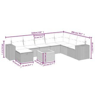 VidaXL Ensemble de canapés de jardin rotin synthétique  