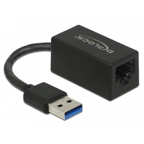 DeLock  Adaptateur SuperSpeed USB (USB 3.2 Gen 1) avec USB Type-A mâle > Gigabit LAN 10/100/1000 Mbps compact noir 