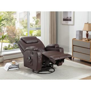 Vente-unique  Fauteuil massant SILVANO en simili - Marron 