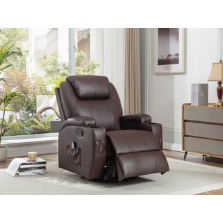 Vente-unique  Fauteuil massant SILVANO en simili - Marron 