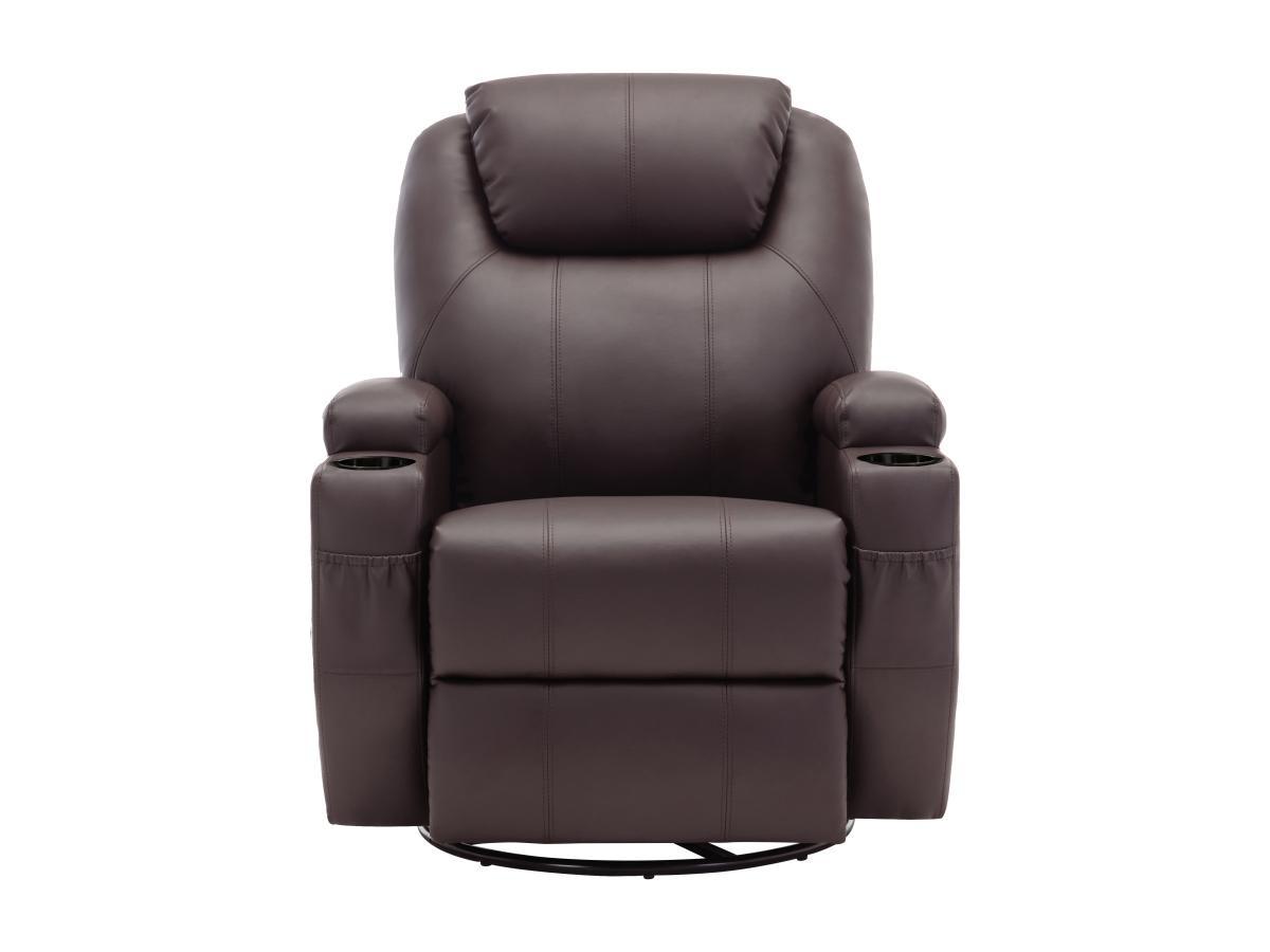 Vente-unique  Fauteuil massant SILVANO en simili - Marron 