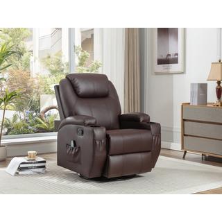 Vente-unique  Fauteuil massant SILVANO en simili - Marron 