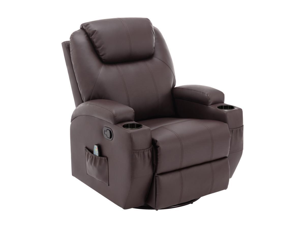 Vente-unique  Fauteuil massant SILVANO en simili - Marron 