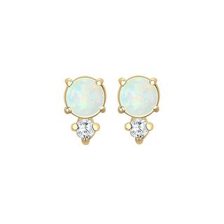 Elli  Boucles d'Oreilles Femmes Clous D'oreilles Vintage Avec Cristaux De Zirconium Et Opale 