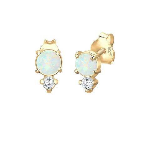 Elli  Boucles d'Oreilles Femmes Clous D'oreilles Vintage Avec Cristaux De Zirconium Et Opale 