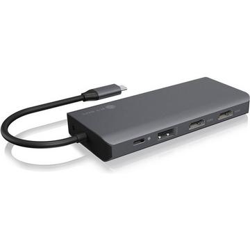 ICY BOX IB-DK4070-CPD Kabelgebunden USB 3.2 Gen 1 (3.1 Gen 1) Type-C Anthrazit, Schwarz