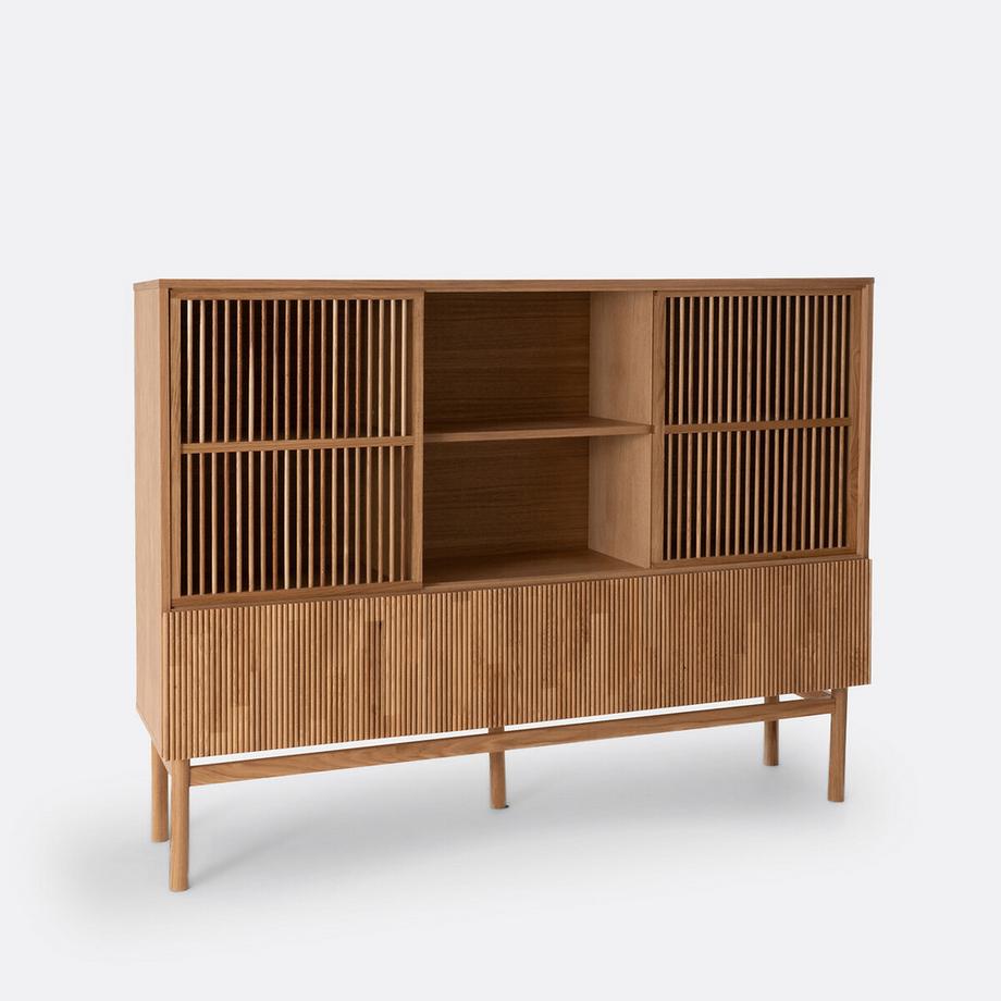 Vaisselier-bibliothèque chêne et plaqué