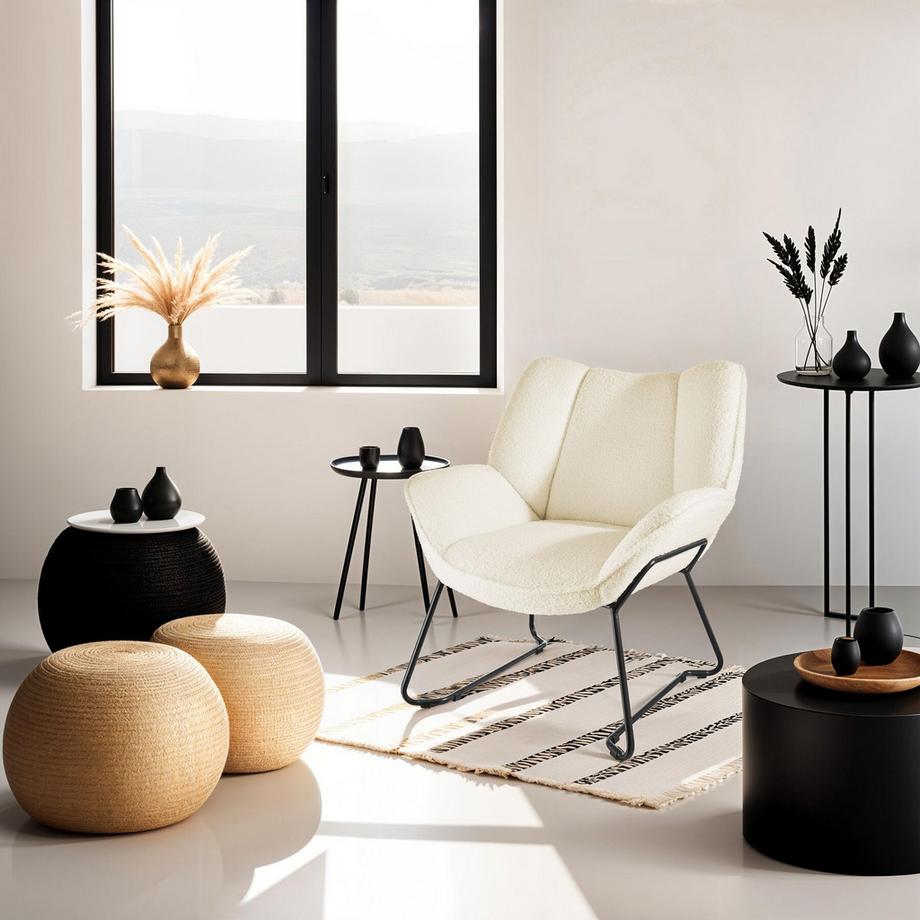 Tectake Fauteuil KJELD rembourré avec revêtement bouclé  
