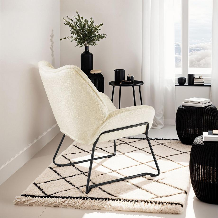 Tectake Fauteuil KJELD rembourré avec revêtement bouclé  
